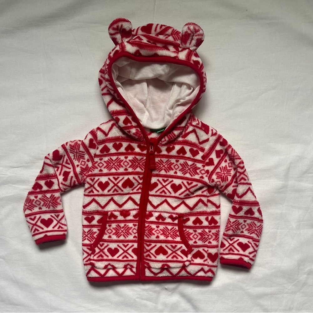 dip Heart Zip Bear Hoodie || 6-12M